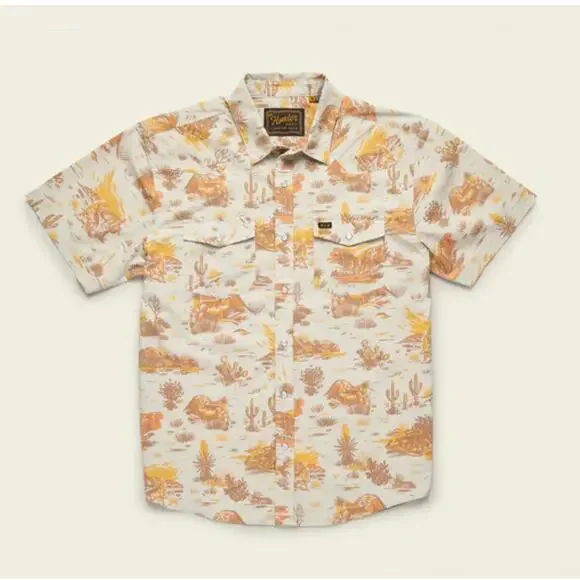 Howler Bros H Bar B Pearl Snap Short Sleeve Shirt Men's XL Desert Coyotes Cream - Picture 2 of 10